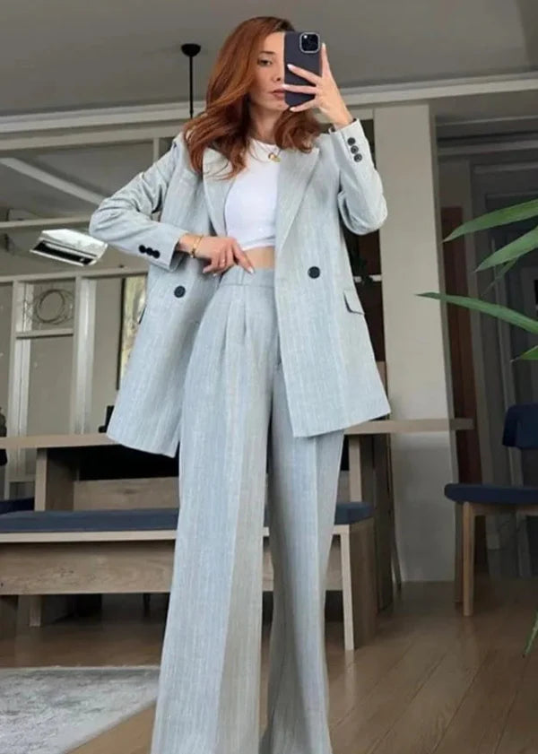Pinstripe Double-Breasted Suit