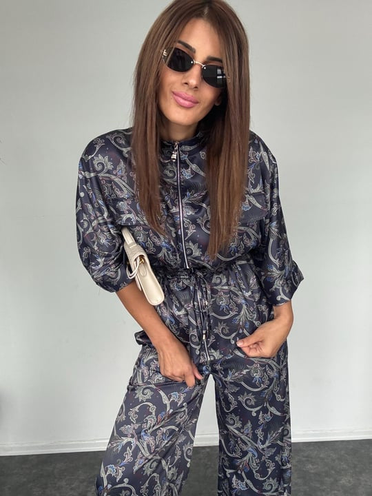 Two-Piece Satin Printed Set