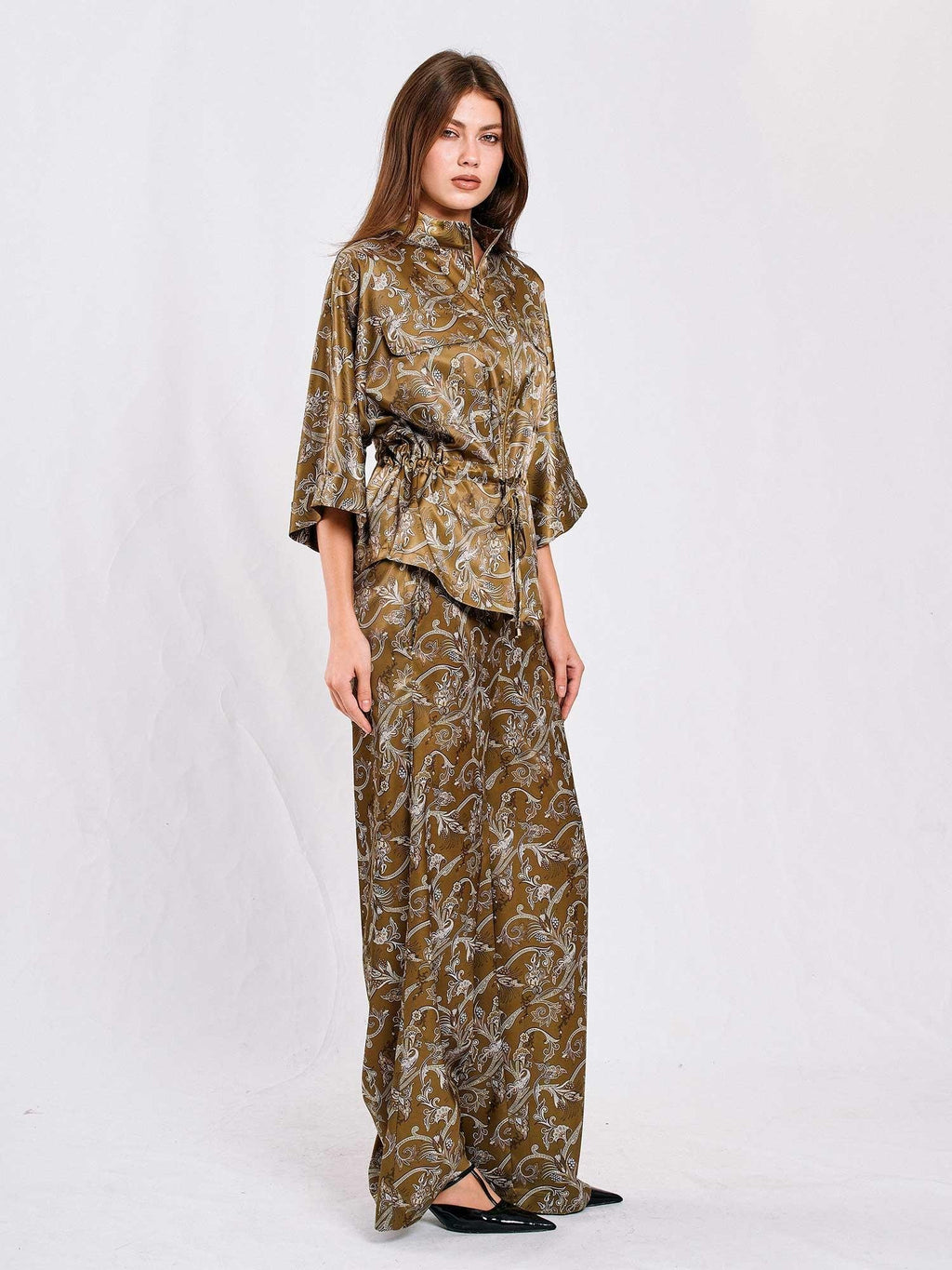 Two-Piece Satin Printed Set