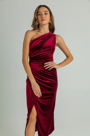 Velvet One-Shoulder Dress