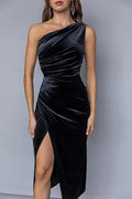 Velvet One-Shoulder Dress