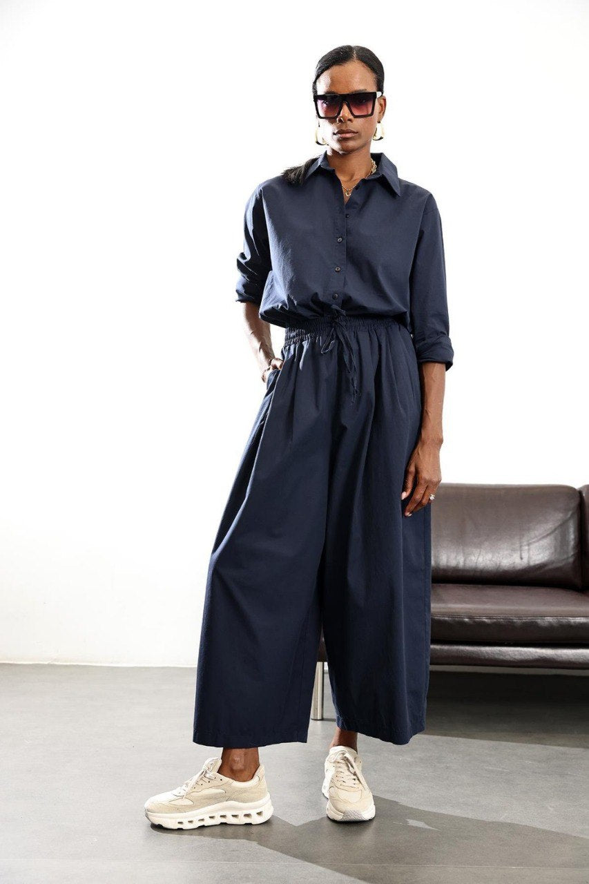 Relaxed fit Shirt with Wide-leg Pants