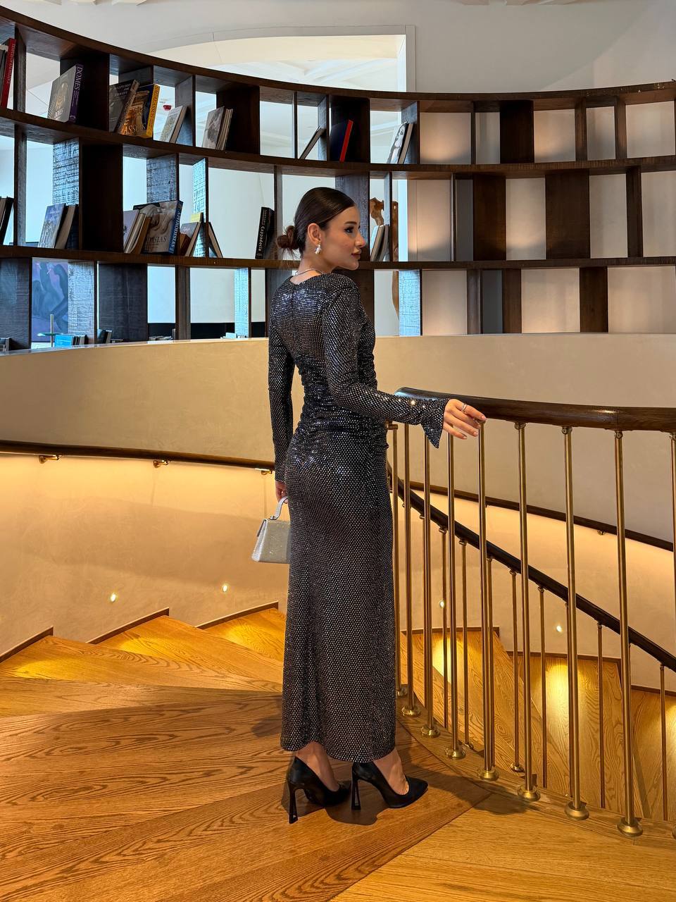 Black Sequin Evening Dress