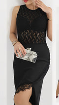 Black Lace Midi Dress