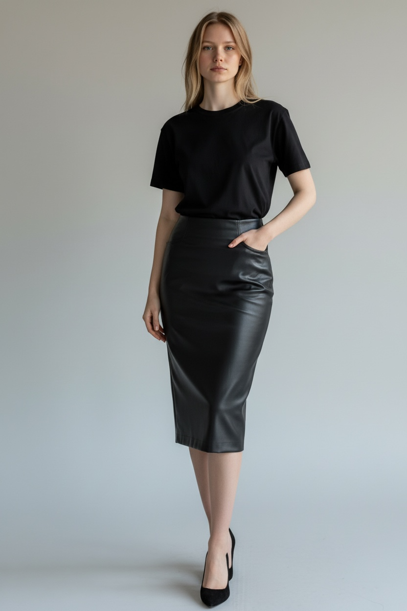 Leather Midi Skirt