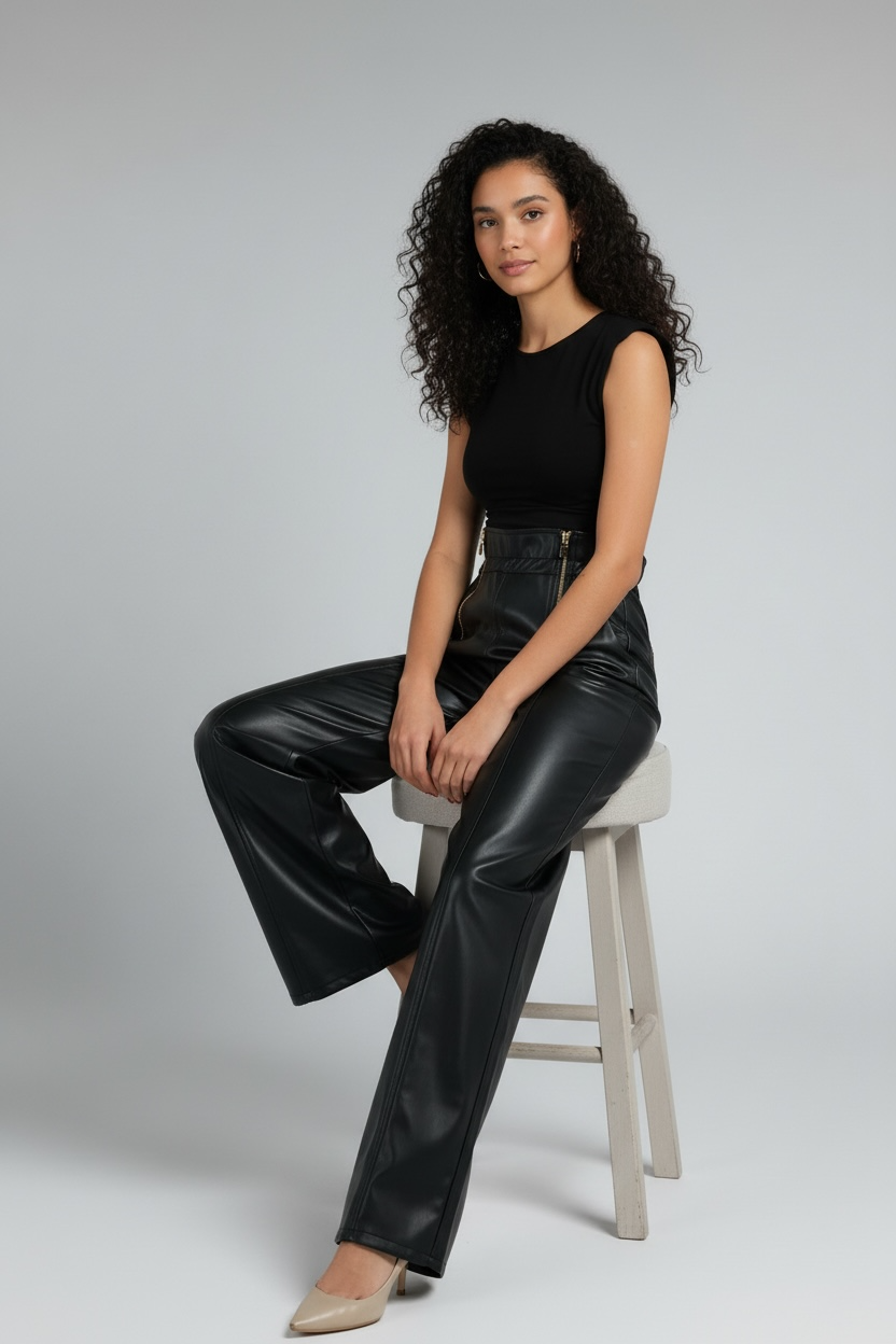 High Waisted Leather Pants