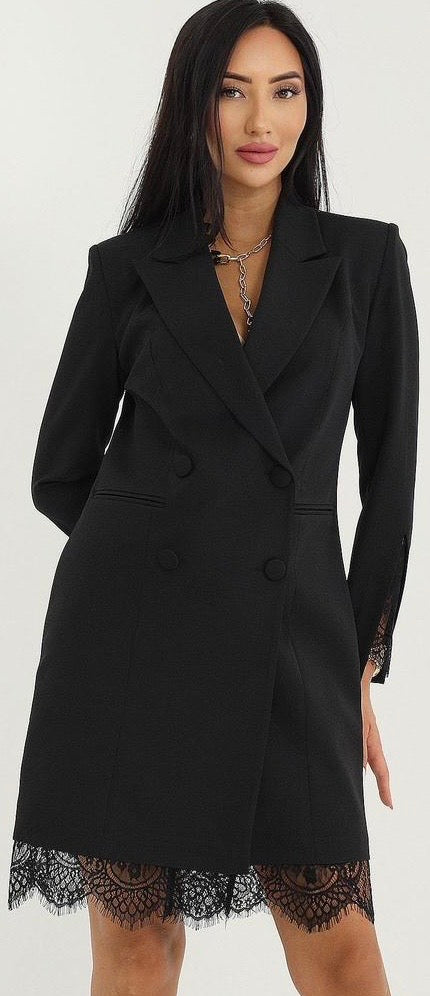 Lace Trim Blazer Dress