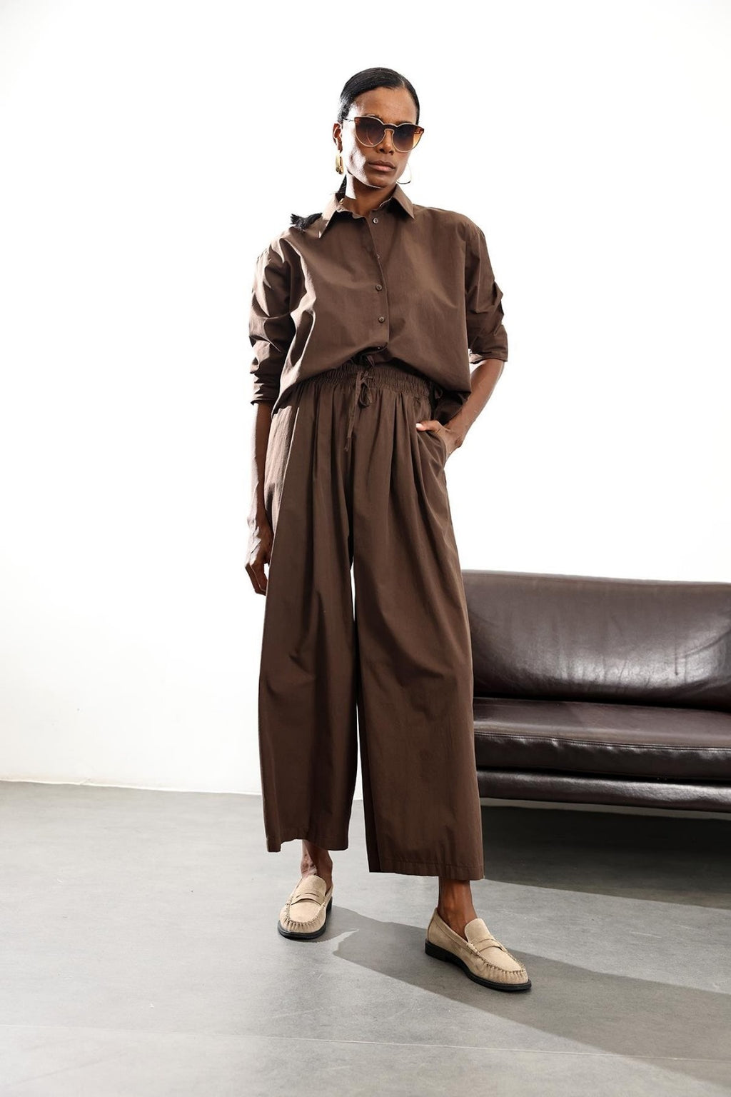 Relaxed fit Shirt with Wide-leg Pants